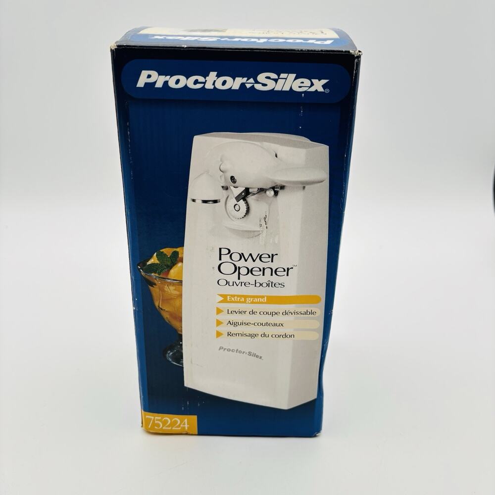 Proctor Silex Tall Power Can Opener Model 75224 White Tested Works